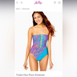 Women’s Lilly Pulitzer Teslee Strapless One Piece Swimsuit Sz 14